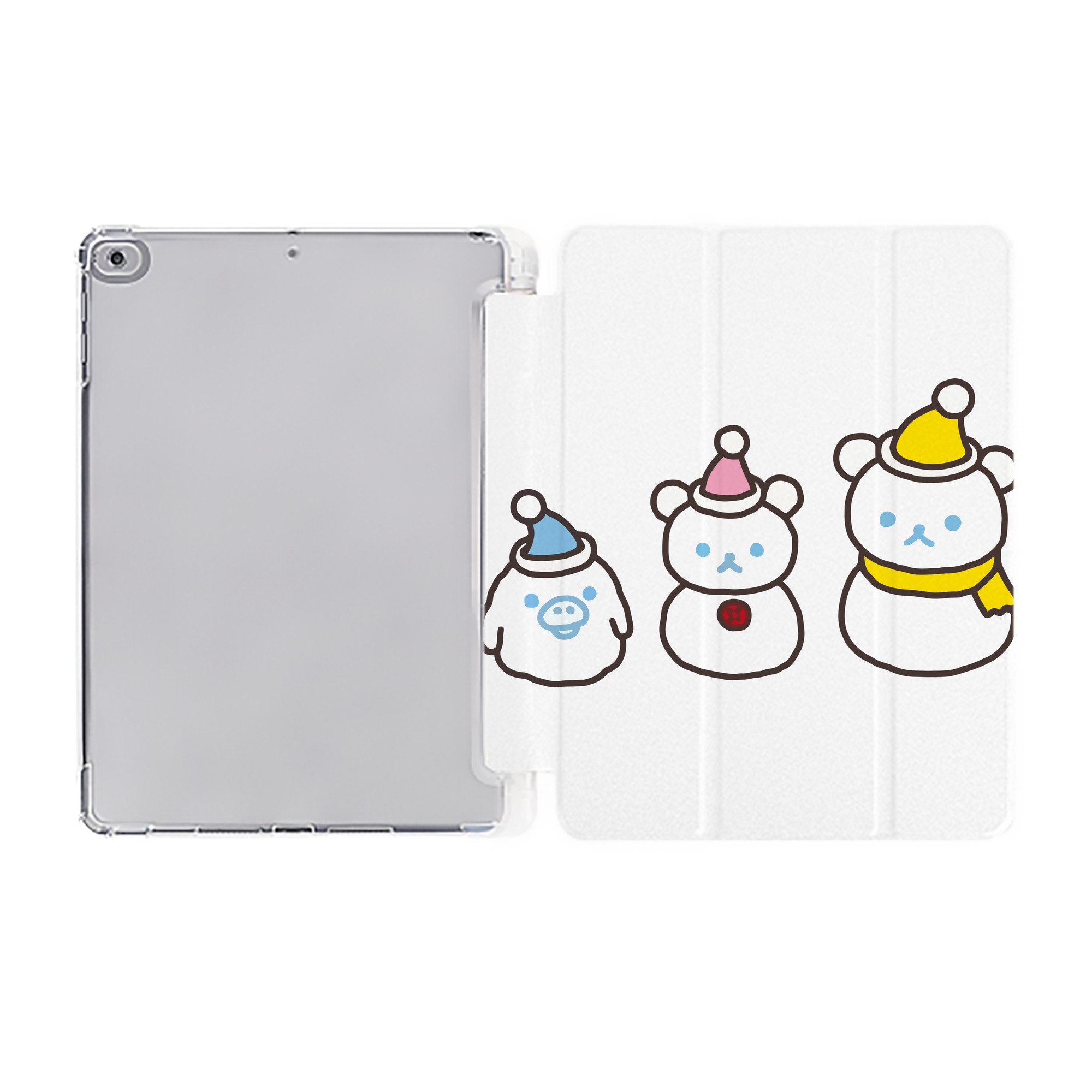 （画像用） リラックマ リラックマ キイロイトリ Rilakkuma Korilakkuma Kiiroitori IPad ケース ペン収納付き 三つ折りスタンド PUレザー×シリコン 対応機種9.5/10.5/10.9インチ
